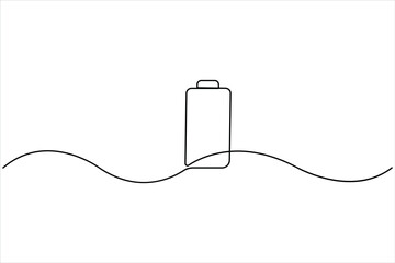 Obraz premium Continuous one line art drawing of battery with bolt sign design vector illustration