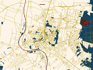 Fototapeta premium Clean urban street map of Mielec, Poland