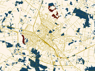 Modern flat map of Siedlce, Poland