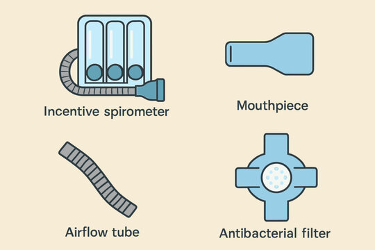 Incentive Spirometer and Respiratory Therapy Equipment Illustration.