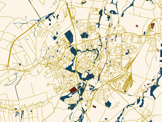 Graphic city map artwork of Swidnica, Poland