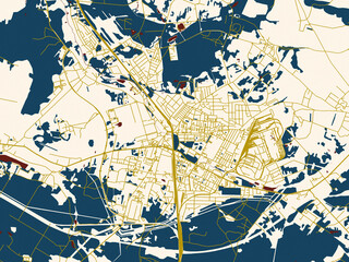 Minimalist map of Zawiercie, Poland, minimal cream and gold map