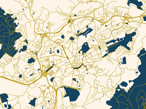 Clean urban street map of Guimaraes, Portugal