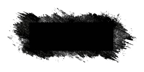 거친 붓터치로 표현된 검은색 사각형 프레임, 투명한 배경에 디자인 요소로 활용 가능