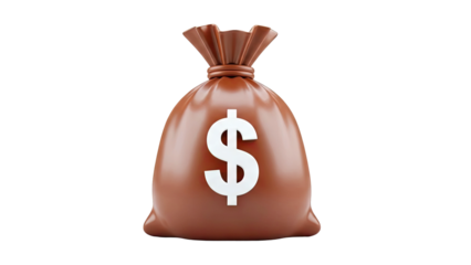 Brown money bag with dollar sign