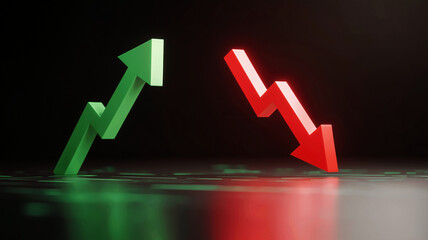 Business Growth and Decline Concept. Up and Down Arrow Chart Analysis  