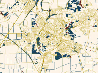 Fototapeta premium City street layout map of Shakhty, Russian Federation