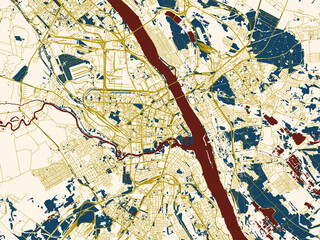 Fototapeta premium Clean urban street map of Yaroslavl, Russian Federation