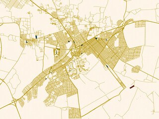 Obraz premium Graphic city map artwork of Al Kharj, Saudi Arabia