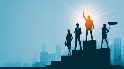 A group of people are celebrating with a banner that says "We are happy". There are many people in the scene, some are standing and some are sitting