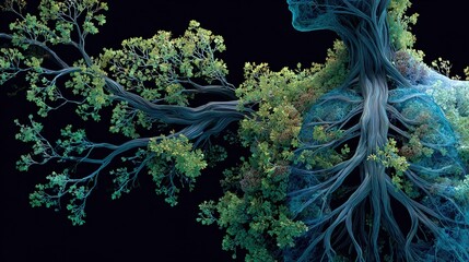Artistic Representation of Human Lungs with Tree and Greenery Growing Concept