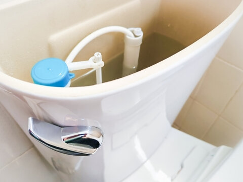 Toilet tank inside mechanism with flush lever for repair