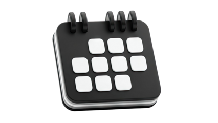 Minimalist 3D Calendar Icon with Black and White Elements