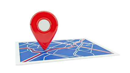 Red map pin on a stylized map
