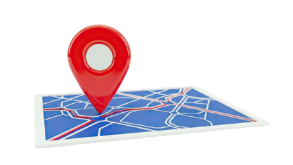 Red map pin on a stylized map