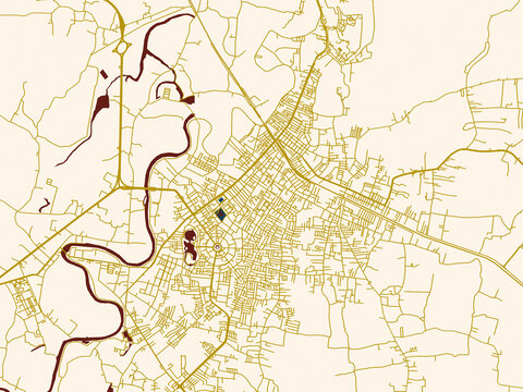 Urban map background of Yala, Thailand