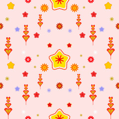 Decorative Floral Star Seamless Pattern