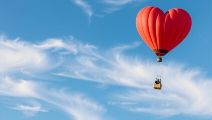 Fototapeta premium Heart-shaped hot air balloon in the sky