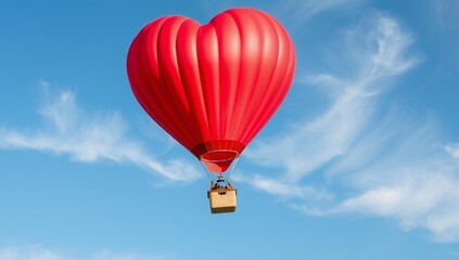Fototapeta premium Heart-shaped hot air balloon ascending