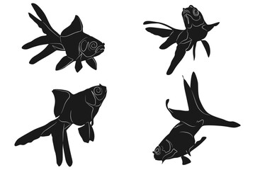 Obraz premium goldfish silhouette vector design set