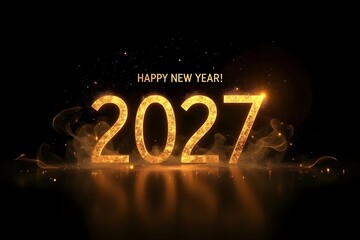 Happy new year celebration with shiny golden numbers and sparks on black background high-quality professional