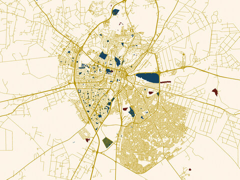 Decorative city map poster of Bloemfontein, South Africa