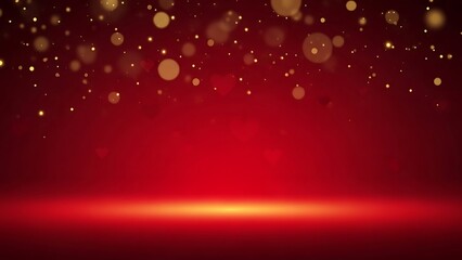 Deep red luxury background with soft golden glow and subtle hearts, premium Valentine Day backdrop for romance, branding, advertising, invitations, fashion campaigns, and elegant seasonal visuals