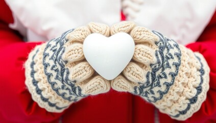 Hands holding knitted heart