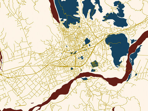 Decorative city map poster of Elbasan, Albania