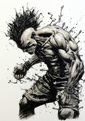Fototapeta premium Kickboxing art man illustrated.