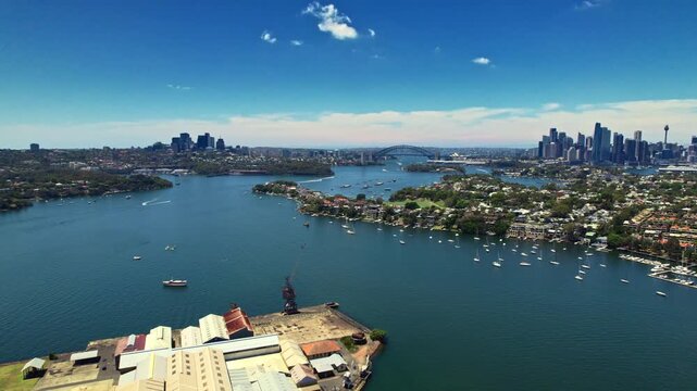 Harbor Scene With Ships And Cranes, Aerial View Of Bustling Dockyard With Ships And Cranes