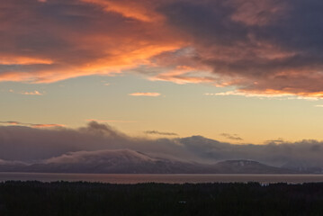 Sunset from Gustavus Alaska in Winter