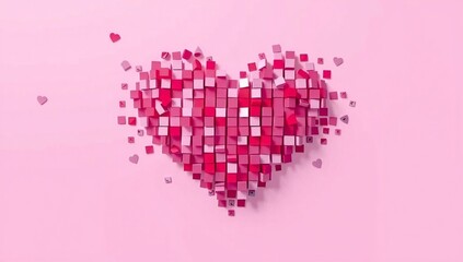 Digital heart made of cubes