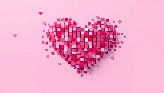 Digital heart made of cubes
