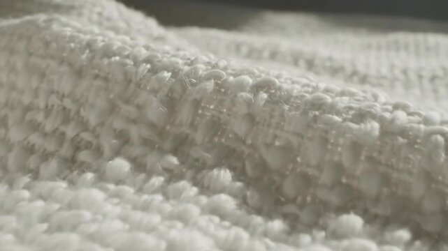 Soft White Woven Fabric Texture - A close-up shot showcases the texture of a soft, white woven fabric.