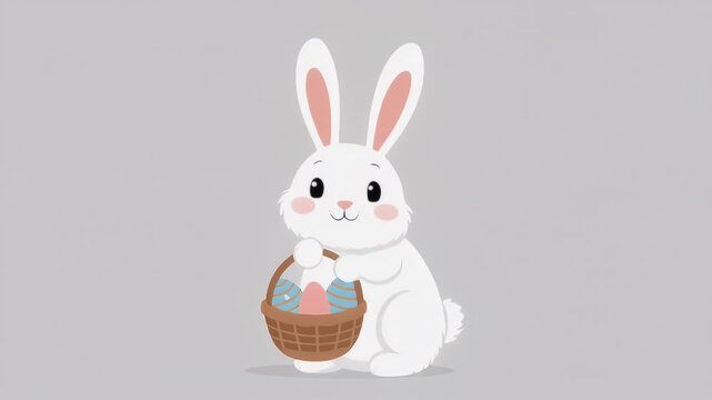 Cheerful Easter Bunny with Egg Basket Animation Sequence for Festive Celebration