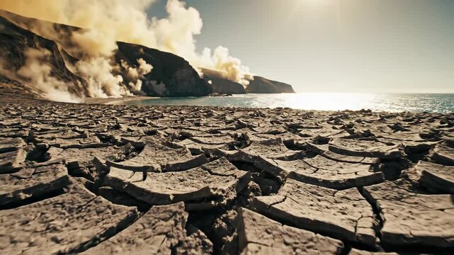 Creating Dramatic Earthscape Scenes From Sunlit Cracked Ground By the Ocean