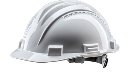 Fototapeta premium White safety helmet isolated on white background. Possible use Industrial safety equipment