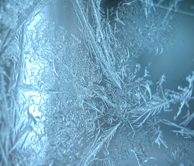 Ice patterns on a window in winter