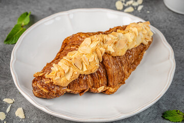 French Almond Croissant With Cream Filling
