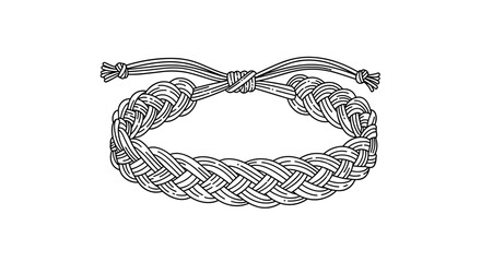 Intricately braided friendship bracelet with adjustable ties, elegantly isolated on a clean white background, showcasing detailed craftsmanship and texture