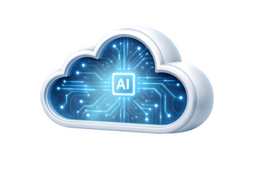 Minimal 3D Cloud with Glowing AI Circuits