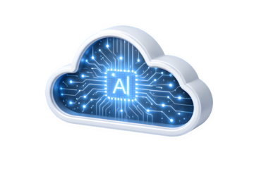 Minimal 3D Cloud with Glowing AI Circuits