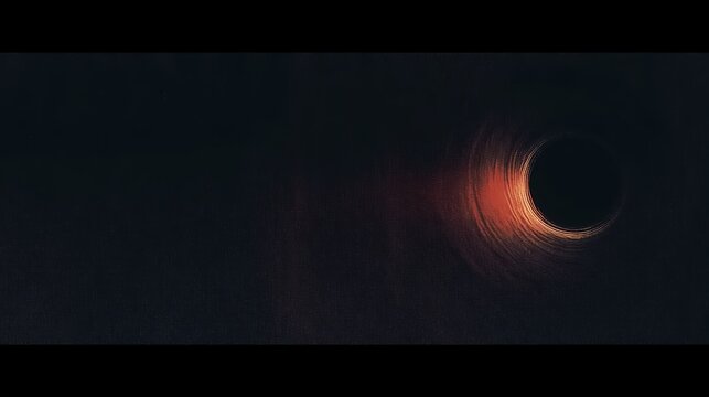 Minimalist low-fi black hole, event horizon visible, red orange gradient, grainy texture vintage dark