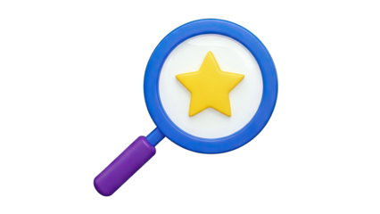 Magnifying glass on a yellow star