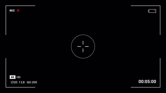 Camera Recording Screen Overlay with Multiple Settings, 4K Camcorder Interface with 40 Second Timer, Alpha Channel
