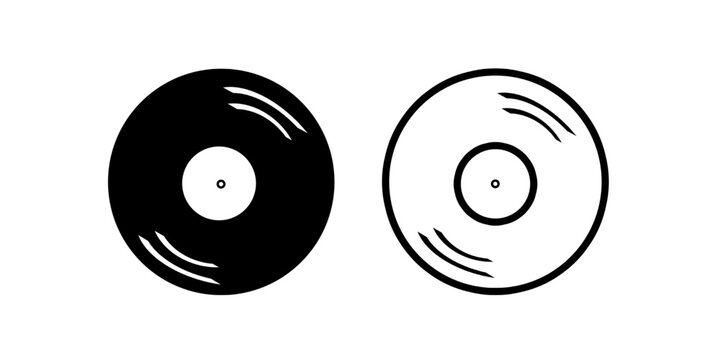 Vinyl icon or lp logo illustration symbol isolated on white background. 