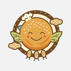 Cute Sesame Cookie Mascot Vector, Funny Wingko Babat Character Illustration, Traditional Indonesian Sesame Coconut Cake Character