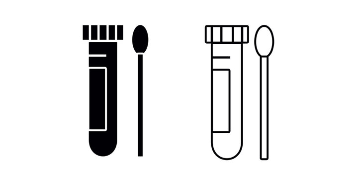 Test tube with swab set icon isolated un white background. Vector illustration.