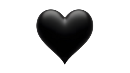 A black heart shaped object isolated on transparent background